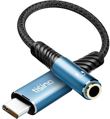 Tisino Adattatore da USB C a jack per cuffie TRS da 3,5 mm (0,2 m), cavo da USB C a AUX femmina da 384 kHz/32 bit per iPhone 16/15, Samsung S20/S20 Ultra, Pixel 4/+ 4XL e altri dispositivi di tipo C