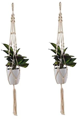 VANZACK 2pièces Pot De Fleur à Suspendre avec Sacs Filet Sacs Corde pour Plantes Vertes Lot pour Deco Maison Jardin