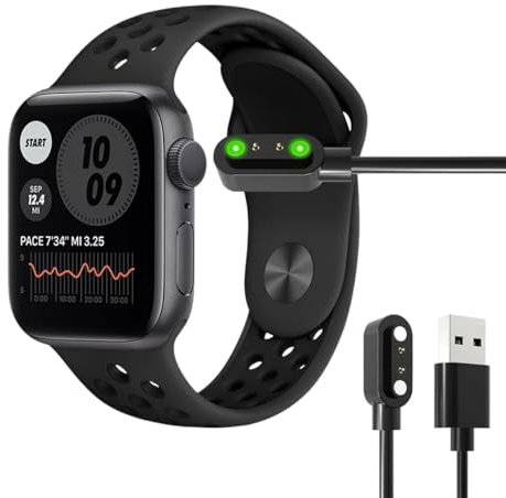 Smart Watch Charger, Magnetic Smart Watch Charging USB Cables, 2 Pin 4mm Charging Cable Compatible with YAMAY SW022, Ticwatch GTX, AGPTEK LW11, Xiaomi Haylou, Solar LS05 and More(Black, 100cm)