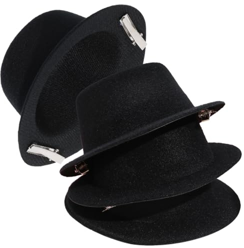 SOIMISS Small Top Hat 4Pcs DIY Mini Formal Hats Decorative Headwear Accessories Lightweight Hair Clip Caps for Wedding Party and Creative Fashion Styling Black