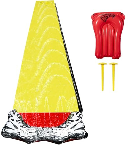 Jonuin 18ft/550cm Scivolo ad Acqua con Bodyboards, Scivolo d'Acqua da Giardino, Doppia Corsia e Spruzzatori Integrati per L'uso Estivo All'aperto su Prato