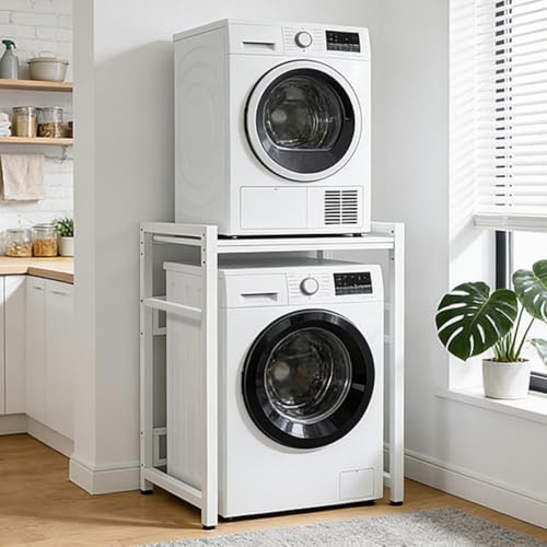 Waschmaschinenregal, Waschmaschinenschrank, 3 Höhenverstellbar, Über Dem Waschmaschinenregal, Waschmaschine Trockner Schrank Regals, Tragfähigkeit 300 Kg, Für Badezimmer Küche Balkon Waschküche
