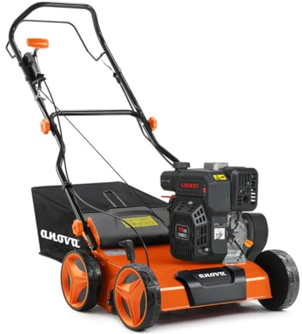 anova - Scarificatore a benzina | 4 HP - 3 KW | 1,4 L | 166 CC | RPM senza carico 3000/min | Capacità serbatoio olio 0,5 L | per aerazione ed eliminazione del muschio su prato e giardini | Design