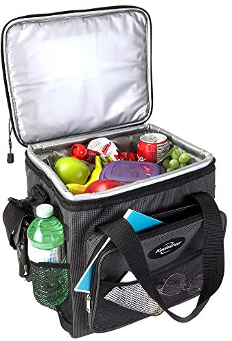 Koolatron 13L Insulated Cool Bag Soft & Hard Sided Thermal Cooler Box for Car Camping Travel Picnic Mini Fridge Keeps Food & Drinks Hot or Cold Portable Lunch Bag, Black