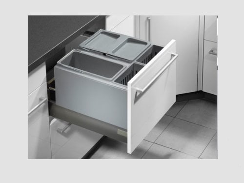 Poubelle de cuisine encastrable pour tiroir coulissant 35L Hailo AS XXL 600