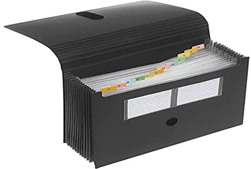 FolderSys Fächermappe Akkordeon, 12 Taschen, schwarz, VE 1 Stück, 7000630
