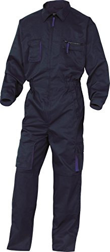 Panoply Mach2 Boilersuit Overalls Coverall With Knee Pad Pockets (Large - 40-43 Chest - 31 Leg, Navy with Royal Blue trim)