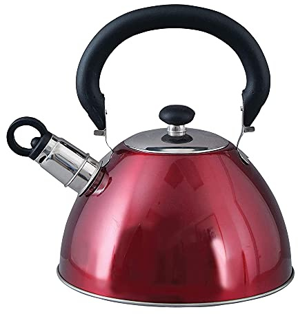 Mr. Coffee 72750.03 Morbern 1.8 Quart Stainless Steel Whistling Tea Kettle, Red
