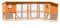 Melko Hasenstall XXL Kleintierhaus mit Freilaufgehege, ca. 251 x 190,5 x 104 cm, aus Holz, Inkl. 2 Rampen