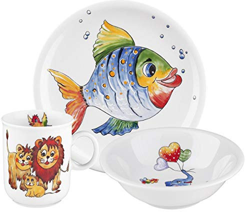 Seltmann Weiden 001.728601 Compact Bunte Tierwelt Kinder-Set 3-teilig, Porzellan