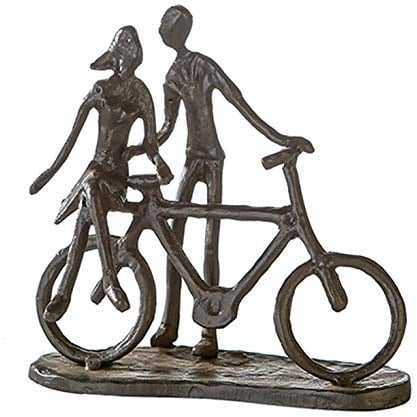 Casablanca Skulptur Pair on Bike, Deko Figur Braun, Metall Statue Wohnzimmer, Büro Dekoration H. 15 cm x B. 15 cm - Moderne Skulpturen, Fahrrad Bike Metallfiguren