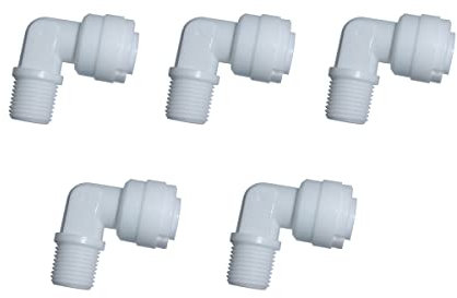 YZM Quick Connect Fittings RO Wasserfilter (5 Stück, Ellenbogen, 0,3 cm männlich x 0,6 cm Außendurchmesser)