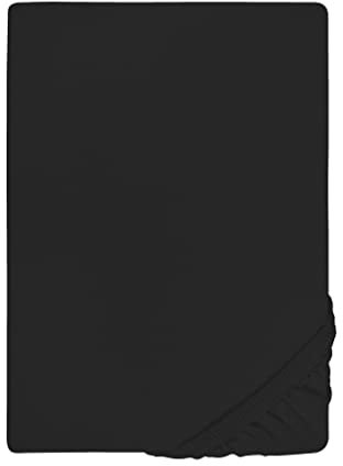 biberna Jersey-Elastic-Spannbetttuch 0077866 (Matratzenhöhe max. 25 cm) 1x 90x190 cm - 100x220 cm, schwarz