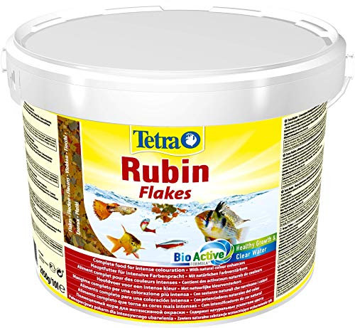 Tetra Rubin Flakes - alimento en forma de escamas con potenciadores de color naturales, promueve un brillo intenso del color de los peces, cubo de 10 L