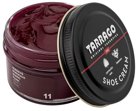Tarrago | Crème pour chaussures 50 ml | Crème nourrissante, polissante et protectrice pour chaussures, chaussures, sacs et accessoires en cuir, cuir et cuir synthétique (Bordeaux 11)