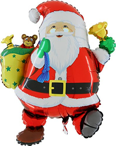 Folienballon Weihnachtsmann mit Sack & Glocke Folienballons Luftballons