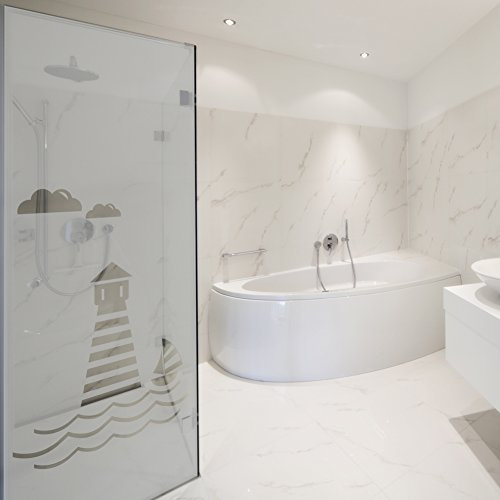 Wandkings Milchglasfolie Leuchtturm Motiv 199 x 74 cm (H x B) für Fenster, Glastüren, Duschen & mehr