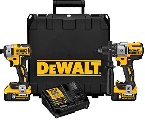 DEWALT - Kit combinado de 20 V MAX XR, con destornillador de impacto con motor sin escobillas y taladro de martillo