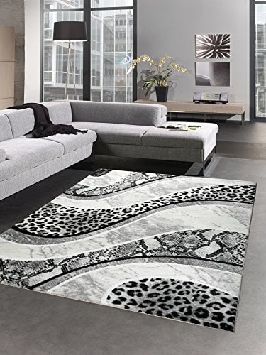 CARPETIA Designer Teppich Wohnzimmerteppich Leopard Creme grau schwarz Größe 80 x 300 cm