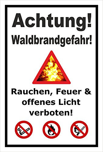 Melis-Folienwerkstatt Schild Achtung Waldbrandgefahr - 30x20cm - Bohrlöcher - 3mm Aluverbund – 20 VAR S00359-076-A