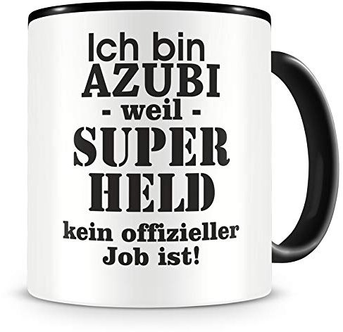 Samunshi® Azubi Tasse mit Spruch Geschenk für Azubi Mann Frau Kaffeetasse groß Lustige Tassen zum Geburtstag schwarz 300ml