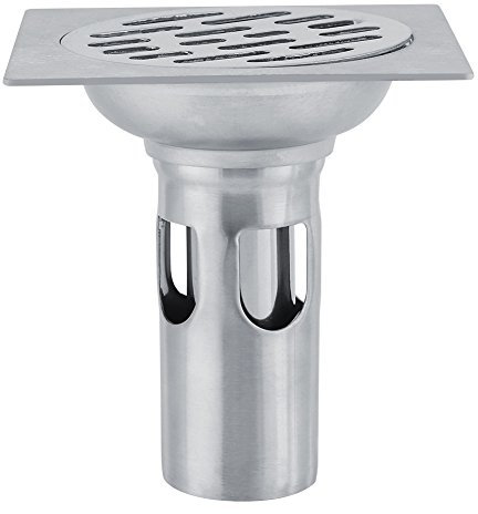 Fdit Drenaje de Piso Acero Inoxidable Cuadrado de 4 Pulgadas Anti Olor Inodoro Azulejo de baño Escurridor de Piso con Tapa extraíble Colador de Aguas residuales para baño Cocina Veranda Lavadero