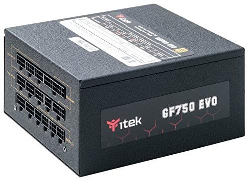 Itek Alimentatore per PC GF750 EVO - 750W, Ventola HDB Hydraulic Dynamic Bearing da 12 mm, Protezione PFC attiva,Certificazione di efficienza 80 Plus Gold, Semi Modulare free plug