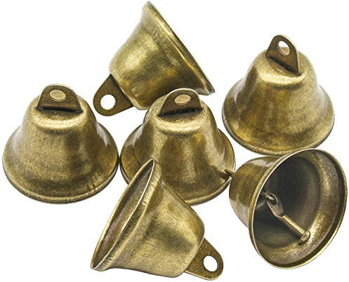 Favordrory 70 Stück 38 mm Vintage Bronze Glöckchen Bastelglocken für Hundetöpfchentraining, Hausbruch, Windspiele, Weihnachtsglocke usw.