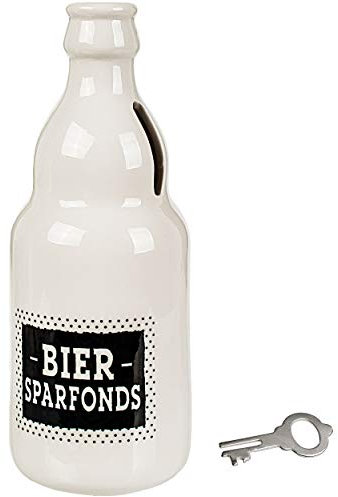 alles-meine.de GmbH große Spardose - Bier - Sparfonds - mit Schlüssel und Schloss - stabile Sparbüchse - Bierflasche - aus Porzellan/Keramik - Verschluss - 18 cm - Sparschwein ..