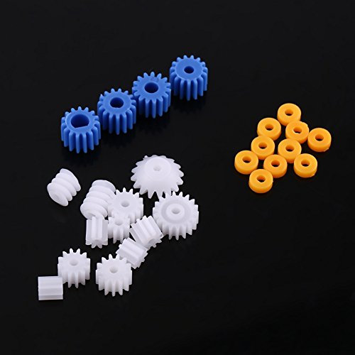 Fafeicy Plastik Motor Zahnräder 26-teiliges Kunststoff Spindel Zahnrad Kit 2 mm/2,3 mm/3 mm/3,17 mm/4 mm für alle Arten von Heimwerkerautos Robotern Modellbauzubehör