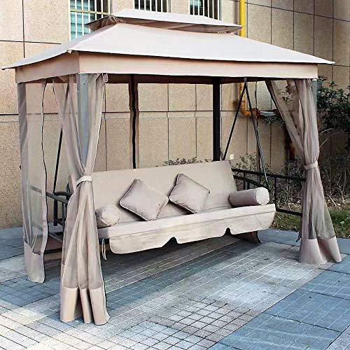 DEKO VERTRIEB BAYERN XXL Luxus Premium Hollywoodschaukel Set Garten Schaukel mit Bett-Liegeposition