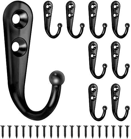 Kyrio 40 ganci appendiabiti da parete con viti, ganci per accappatoi, appendiabiti, ganci rustici, per borse, cappelli, chiavi, zaini, porte, camera da letto, colore nero