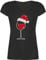 T-Shirt Damen V Ausschnitt - Weinglas mit Weihnachtsmütze I Weihnachtsmotiv Wein I Geschenk Weinliebhaber Weihnachten - S - Schwarz - Silvester Shirt weihnachtsoutfit Christmas Xmas Shirts