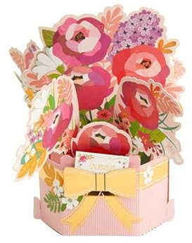 Draeger Paris - Pop Up Karte, Karte 3D Grußkarte mit Umschlag - Un bouquet plein d'amour Pfingstrosen und Lila - format 18 x 11,5 cm