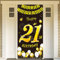 DPKOW Black Gold 21st Birthday Decoration for Man Woman - Banner for Backdrop, Door, Garden, Table, Wall - 185 x 90cm