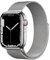 Apple Watch Series 7 (GPS + Cellular, 45mm) Montre connectée - Boîtier en Acier Inoxydable Argent, Bracelet Milanais Argent. Suivi de l’activité Physique, résistance à l’Eau