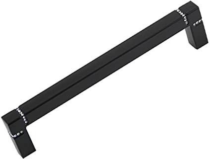 1 Stücke Möbelgriffe Strass Schrankgriffe Glitzer Küchengriffe Türgriffe Kristall Türdrücker Schwarz knöpfe Zinklegierung Türklinken Zieht Griffe für Schuhschränke Schubladen (Hole distance 128mm)