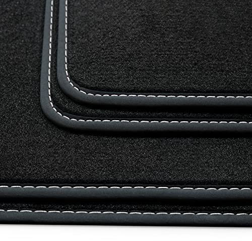 teileplus24 HQ-269 Fußmatten kompatibel mit Chevrolet Camaro 6 2016-2024 Deluxe Velours, Naht:Silber