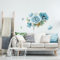 Tanlaby Blu Bianco Floreali Adesivi Murali Grande Peonia Floreale Adesivi da Parete Removibili Stickers Muro per Camera da Letto Soggiorno Ufficio Divano TV Decorazione Parete