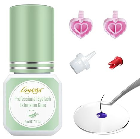 Lomansa Wimpernkleber für Wimpernverlängerung, Lash Extension Glue, Wimpernkleber für empfindliche Augen, 2 Sekunden Trocknungszeit und Letzten 5-6 Wochen(5ml)