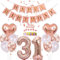 Conruich Deko 31. Geburtstag Frau, Rosegold Tortendeko Geburtstag 31 Jahre Mann, Geburtstagsdeko 31 Jahre, Rosegold Ballon 31 Geburtstags Mädchen, Happy Birthday Banner Deko 31 Geburtstags Frauen