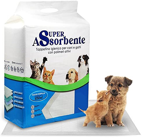 Tappetini igienici assorbenti per Animali Domestici, Traverse Super Assorbente con bordi adesivi Cuccioli Cani Gatti Misura 60x90 e 60x60 (60x60, 100)