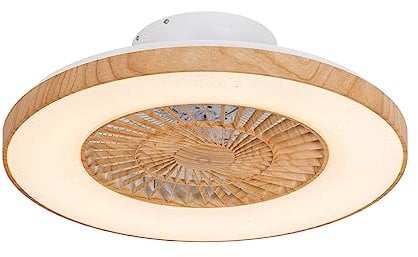 Qazqa - Landhaus I Vintage Deckenventilator mit beleuchtung Holz inkl. LED mit Fernbedienung - Climo Dimmer I Dimmbar I Wohnzimmer I Schlafzimmer - Stahl Rund - I LED