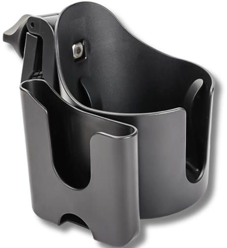 Kettle & Co Pram Cup Holder for Stroller - Clip-On Phone & Cup Holder for Bike, Wheelchair, Pushchair, Buggy - Easy-Install, Rotating Clip, Universal Design for Coffee Cup, Baby & Water Bottle