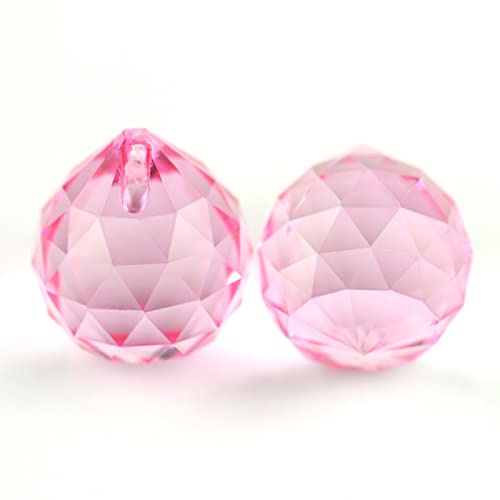 Kronleuchter, Kristall, facettiert, Kugel, Prisma, Feng Shui, Glas, Lampenteile, Rosa, 20 mm, 10 Stück