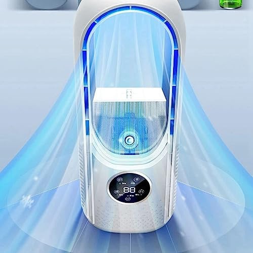 2 in 1 Bladeless Desk Fan & Ambient Lamp, Small Quiet with 6 Speeds Touch Control for Office, Bedroom, Dorm, Workday, Gifts