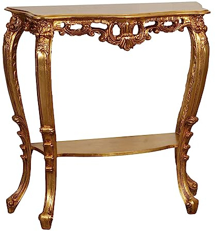 Biscottini Console Entree Shabby 90X33X87 cm Made in Italy, Table de Chevet Style Baroque Finition Or, Console Meuble