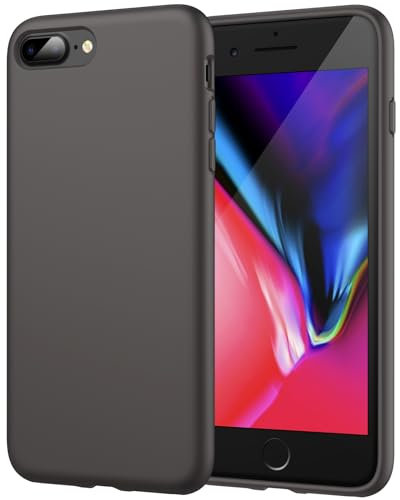 JETech Coque en Silicone pour iPhone 7 Plus / 8 Plus, Étui de Protection Complète du Corps au Toucher Soyeux, Housse avec Doublure Douce en Tissu Microfibre (Gris)