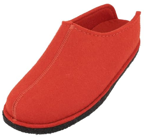 HAFLINGER Flair Smily Filzpantoffeln aus Wollfilz Hausschuh Orange, Gr. 42