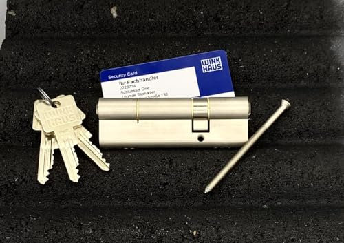 Winkhaus Profilzylinder 30/65 mm mit Sicherungskarte, Doppelzylinder, Schloss, Silber